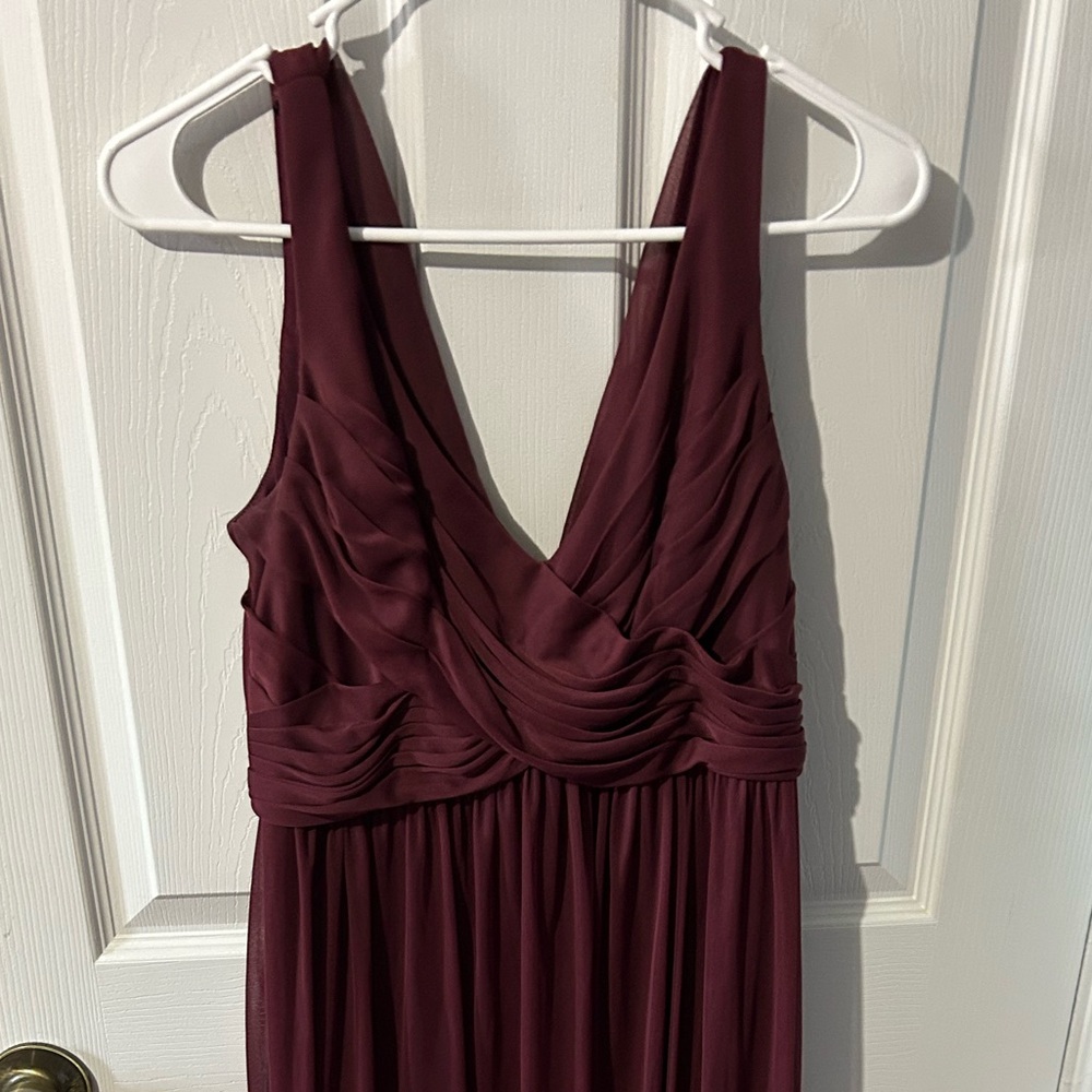 David's Bridal Deep Burgundy Maxi Dress